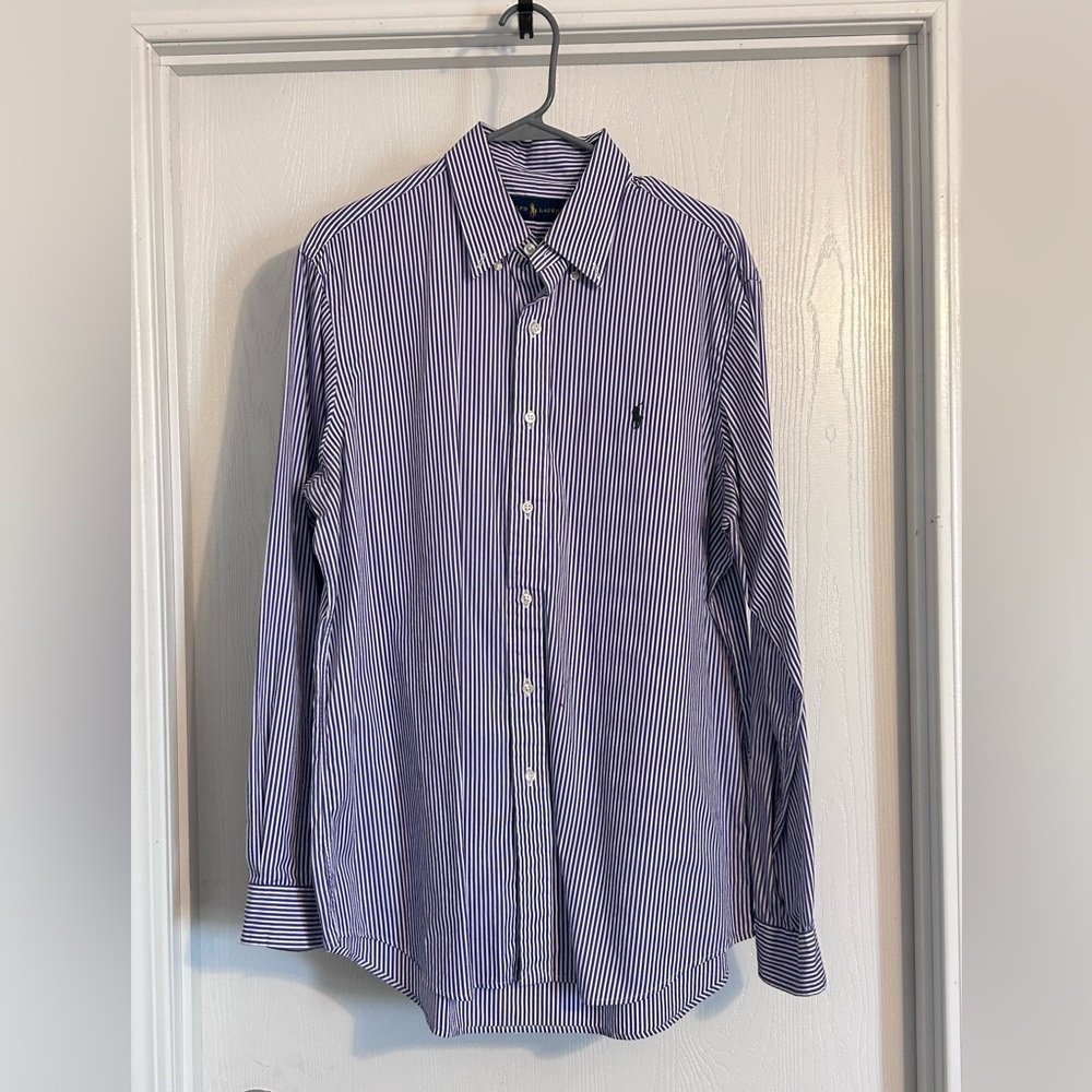 Ralph Lauren | Navy Striped Button Down Shirt | Size Large